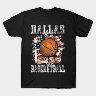 American Flag Personalized Dallas Proud Name Basketball T-Shirt
